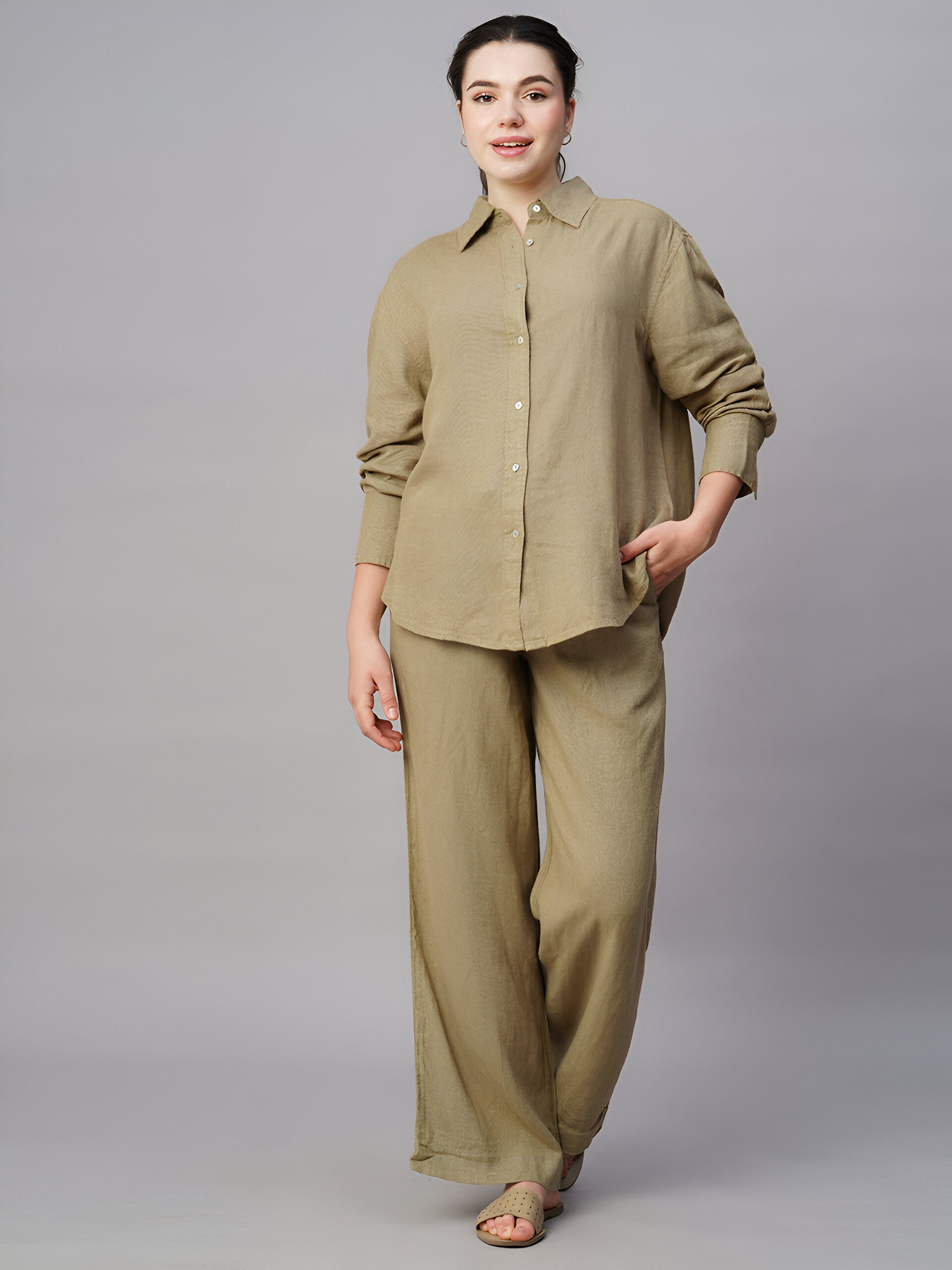 Irish Linen|Khaki Dress