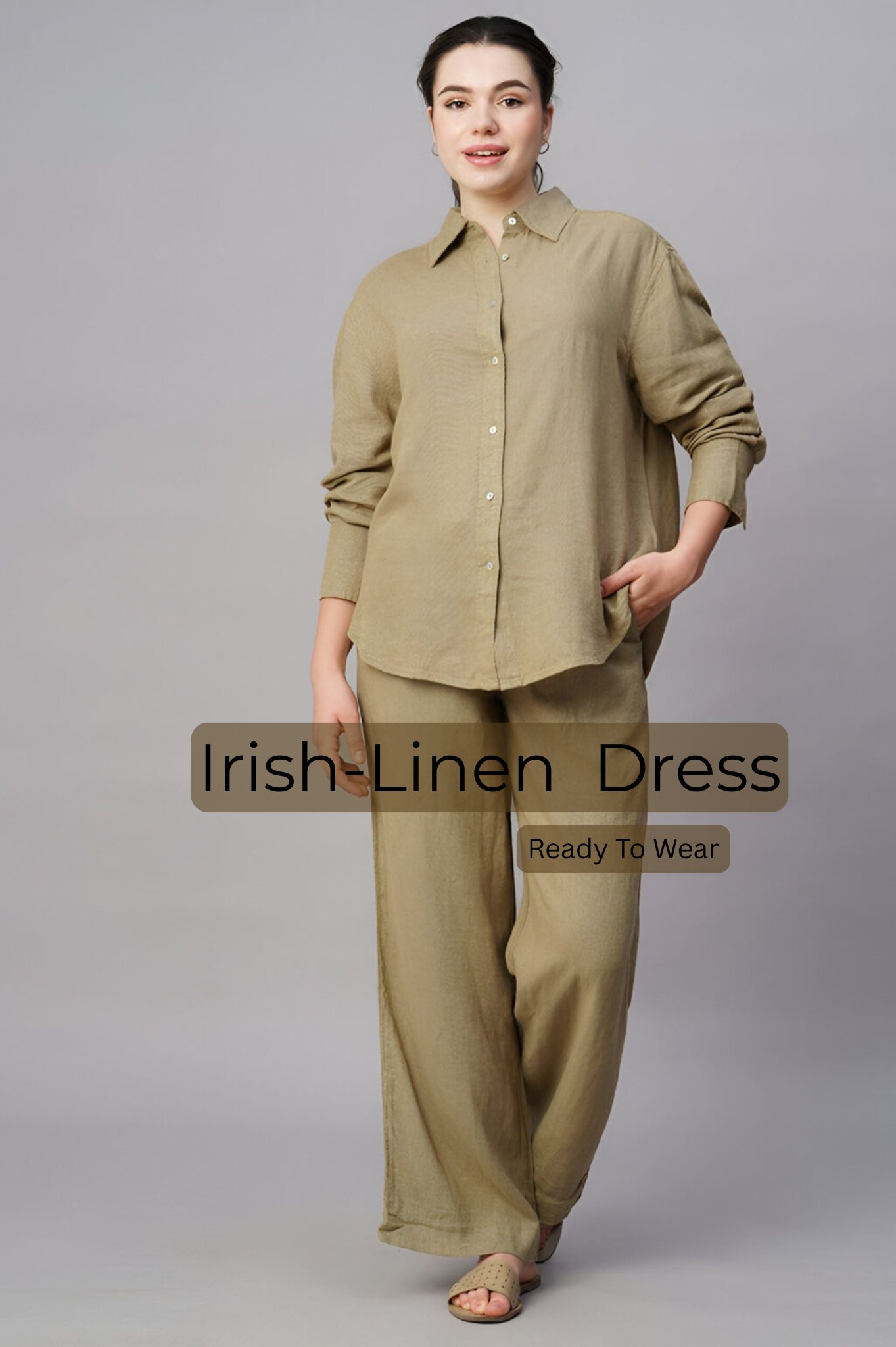 Irish Linen| Khaki Dress